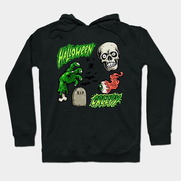 halloween stickers vector Hoodie by affane